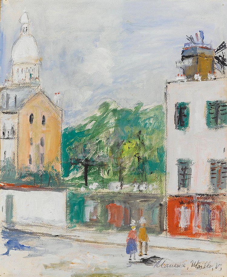 モーリス・ユトリロリトグラフモンマルトルのサクレクール版画エンボスあり