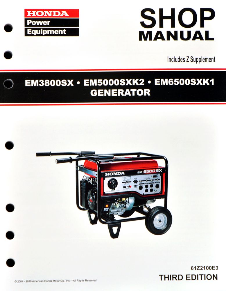 EM3800SX EM5000SXK2 EM6500SXK1 Generator Shop Manual | Honda Power