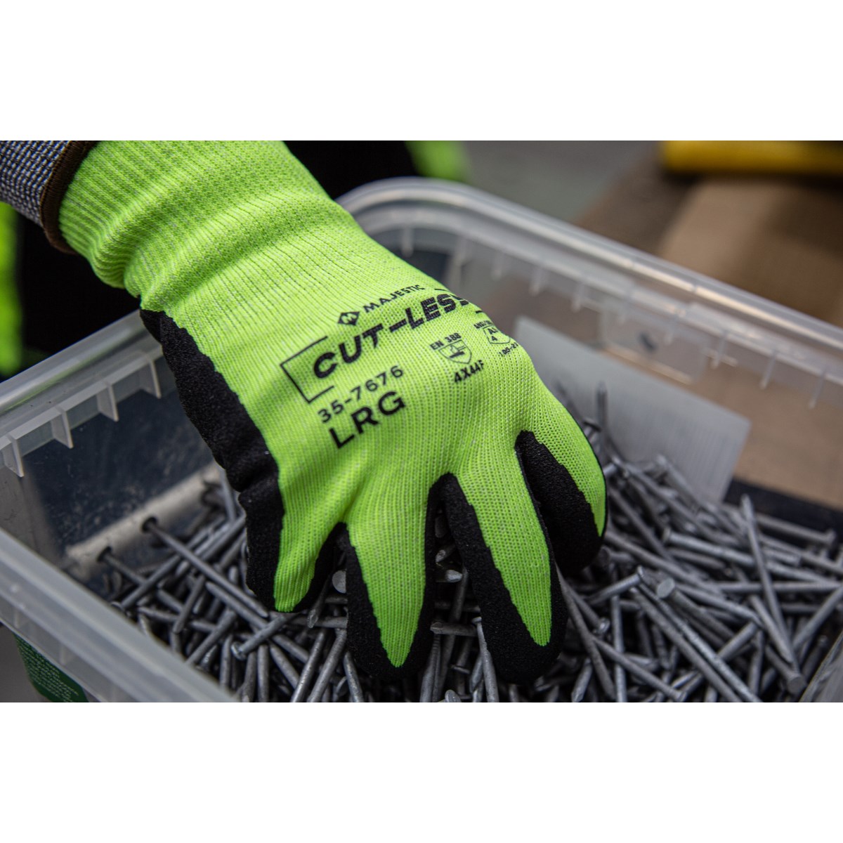 Cut-Less Korplex Glove with Sandy Nitrile Palm, 13g, ANSI A9