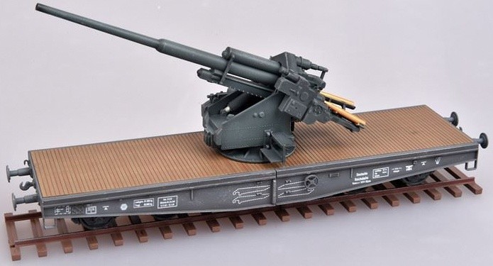 1/72 ドイツ軍 平貨車 w/128mm Flak40 対空砲 - (株)ビーバー