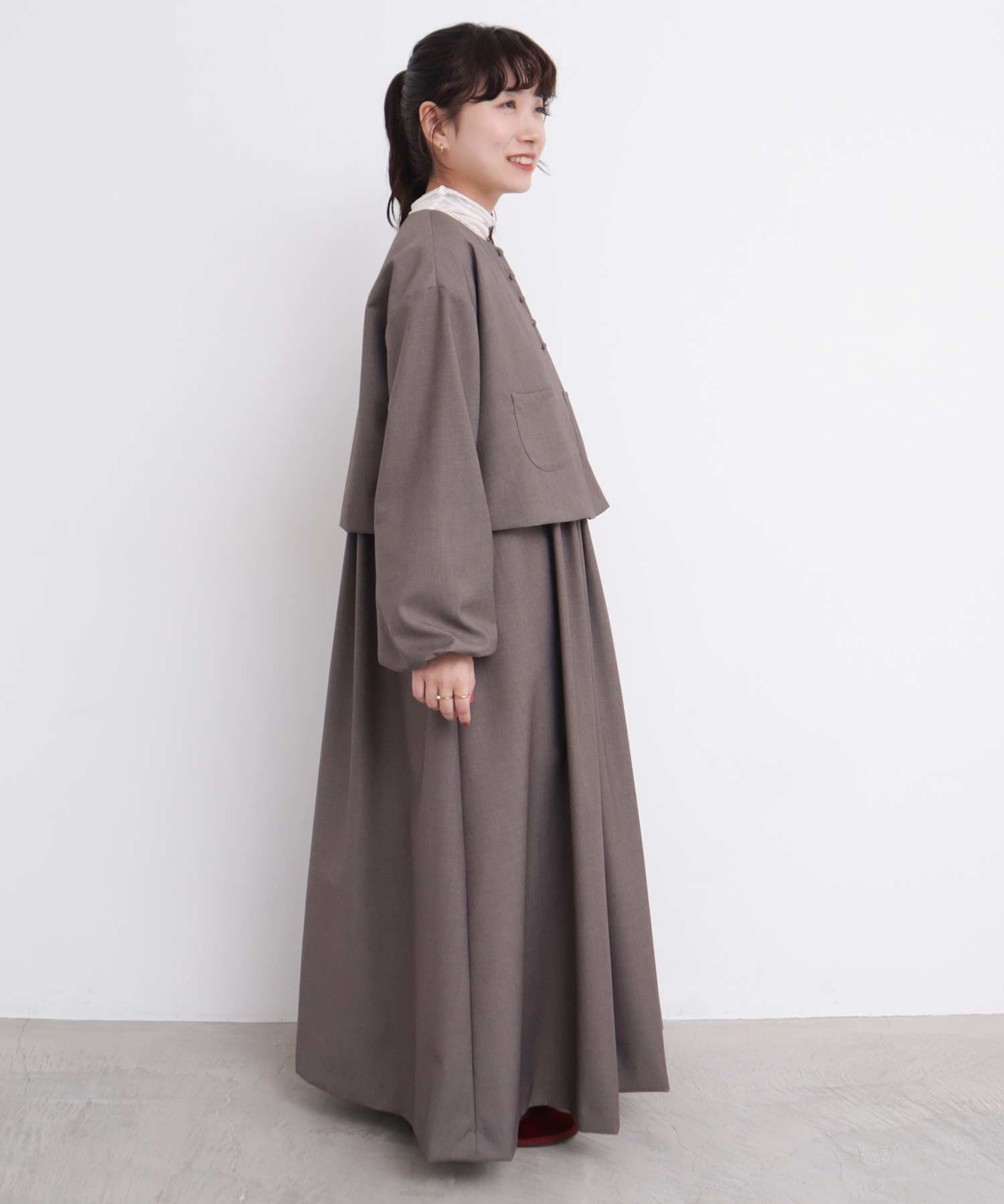 AMBIDEX Store ○TRプリーツタック ノースリワンピース(F クロ): l