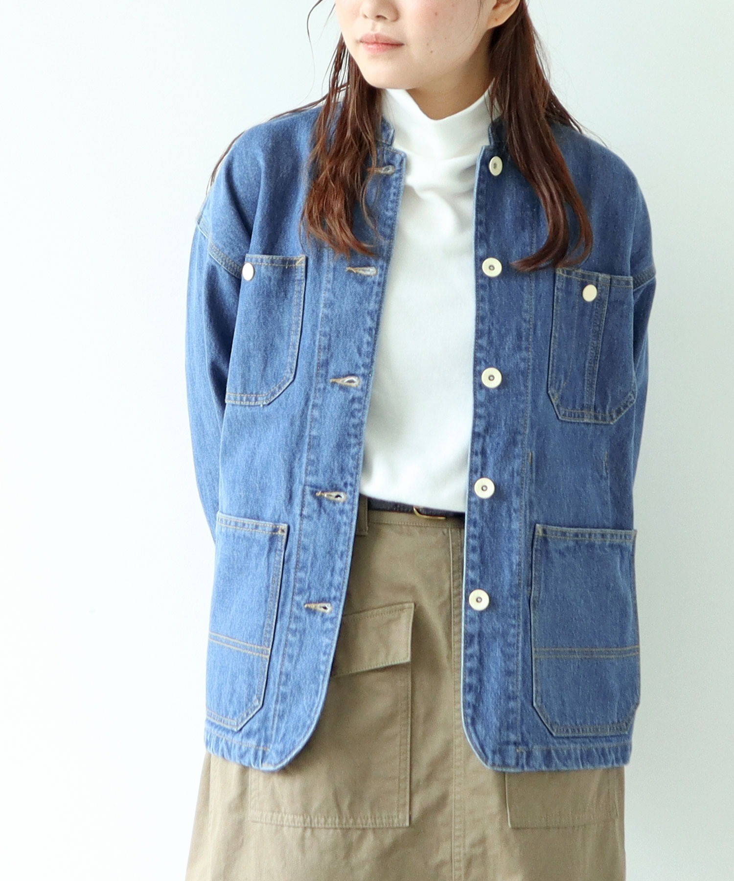 AMBIDEX Store 12.5OZデニム カバーオール (サックス)(S サックス