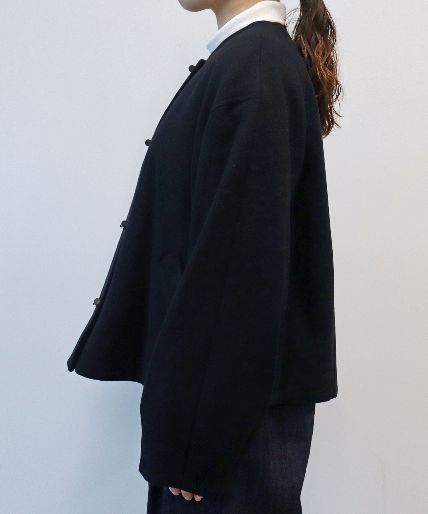 AMBIDEX Store ウールスーパー100 トグルボタン ショートコート(F クロ