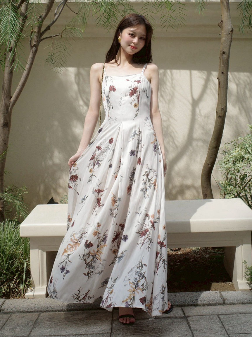 00サイズ】ボタニカルプリントキャミソールワンピース／ウォッシャブル