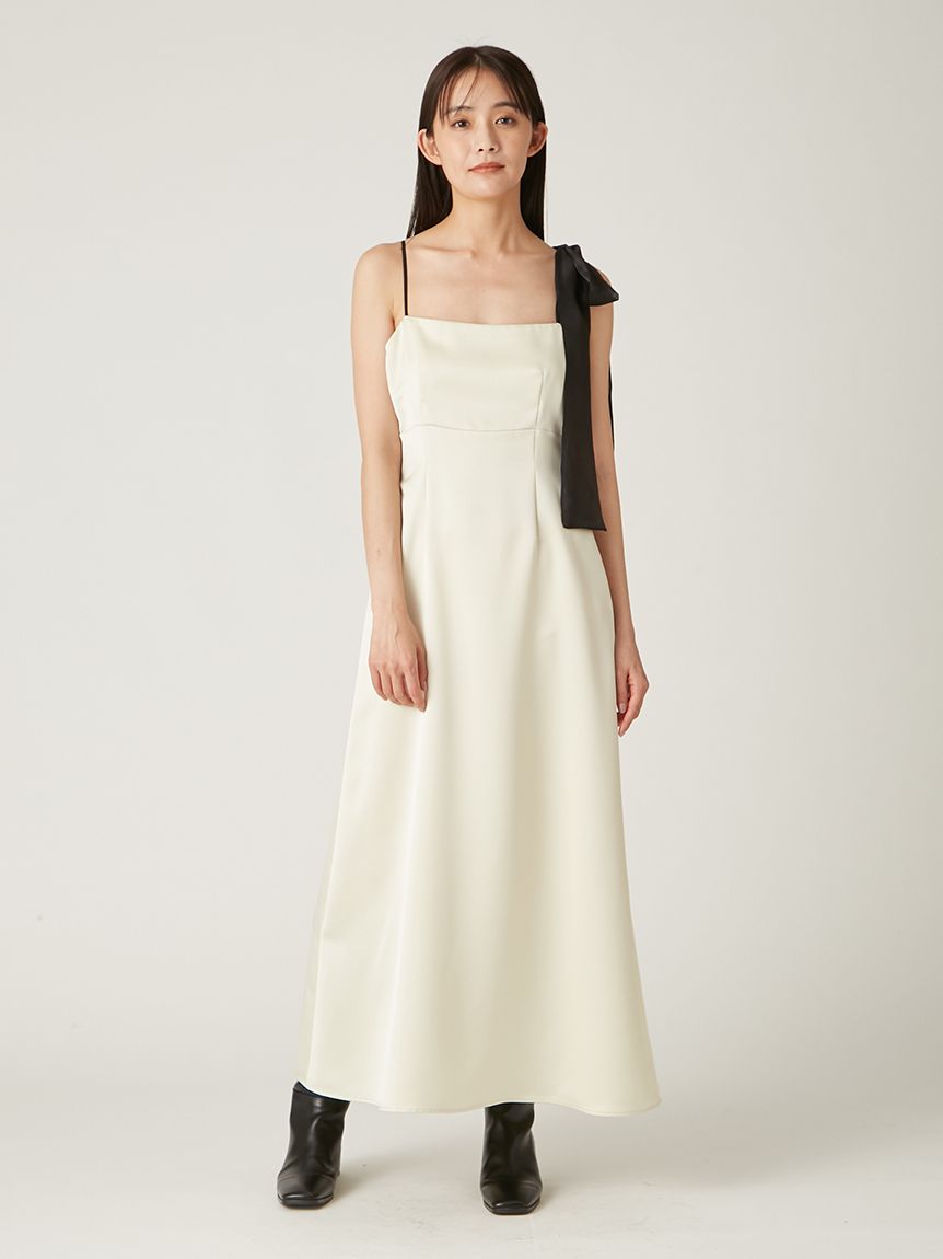 カーデセットリボンショルダーワンピース(マキシ・ロングワンピース