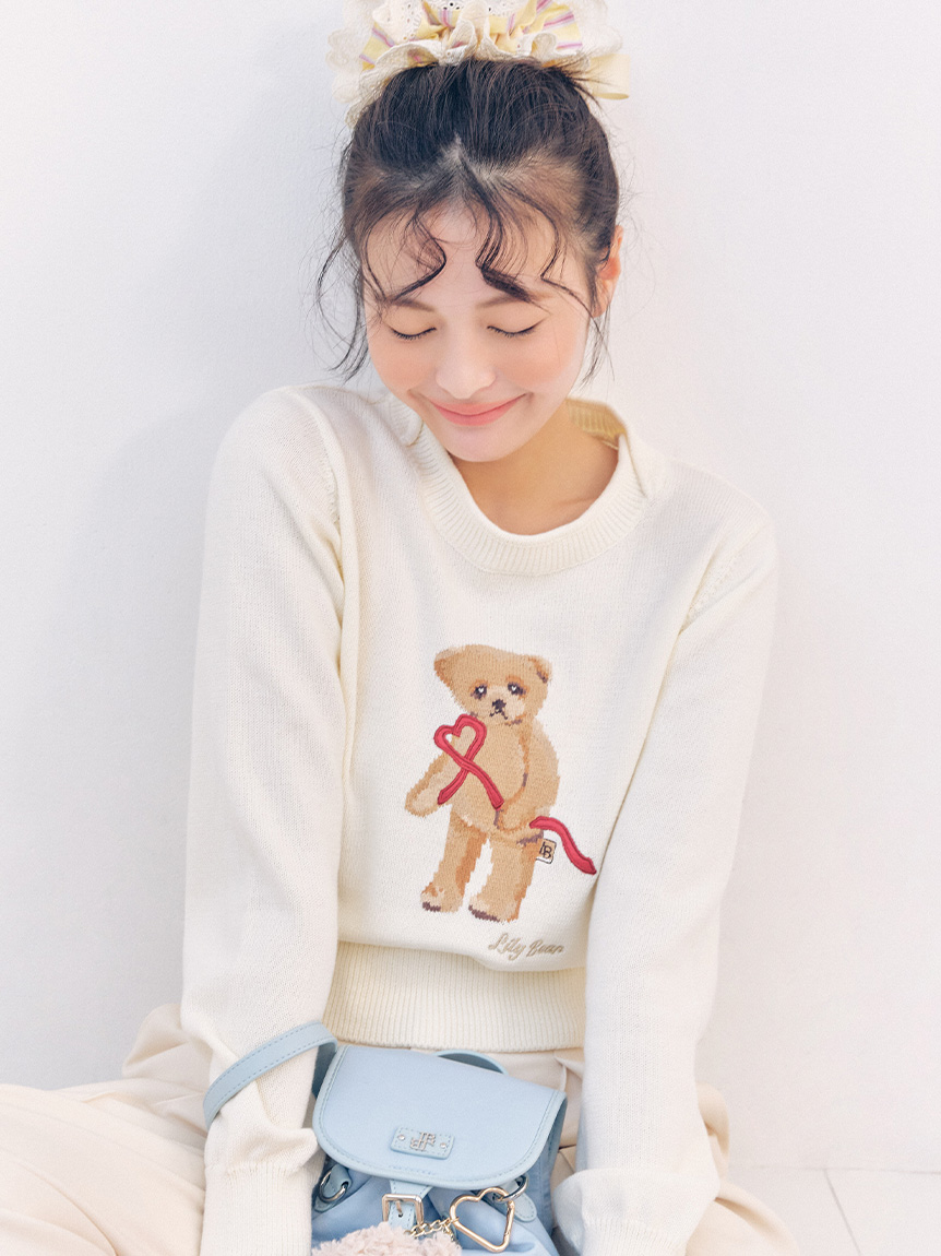 Lily Bearハートサテンニット(ニット)｜トップス｜LILY BROWN（リリー