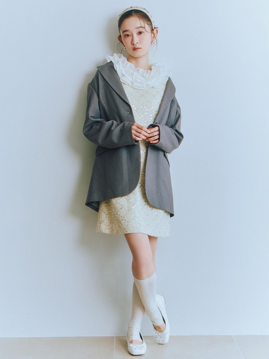 L.B CANDY STOCK]フリルカラー付き2wayミニワンピース(Hearts2Hearts