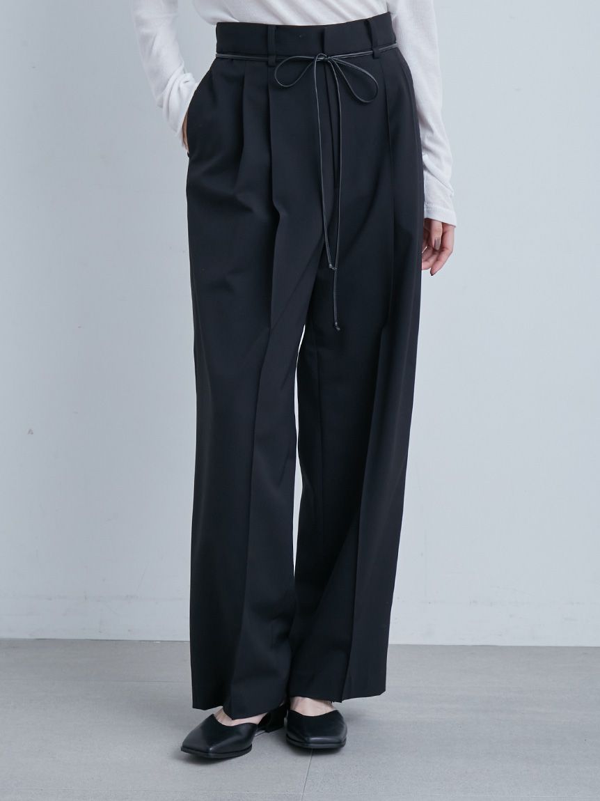 新品【MIESROHE ミースロエ】ワイド ハーフ パンツ ガウチョ タック 黒