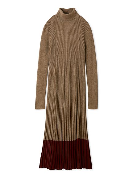 タートルネックロングリブニットワンピース(マキシ・ロングワンピース