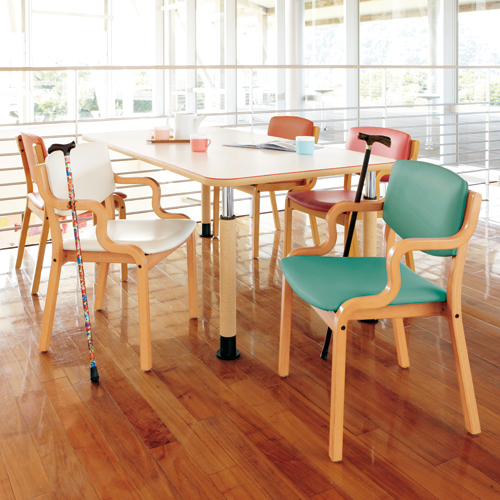 会議イスPD-5003S Lグリーン杖掛機能付 | 木製チェア | 介護用品