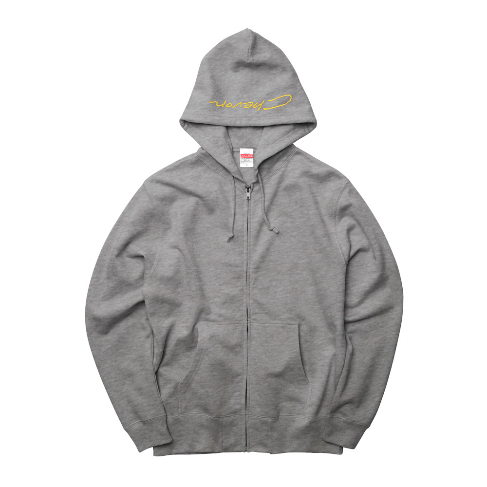 受注生産限定】刺繍ジップパーカー / 黄色刺繍 / グレー | Bonanza Base