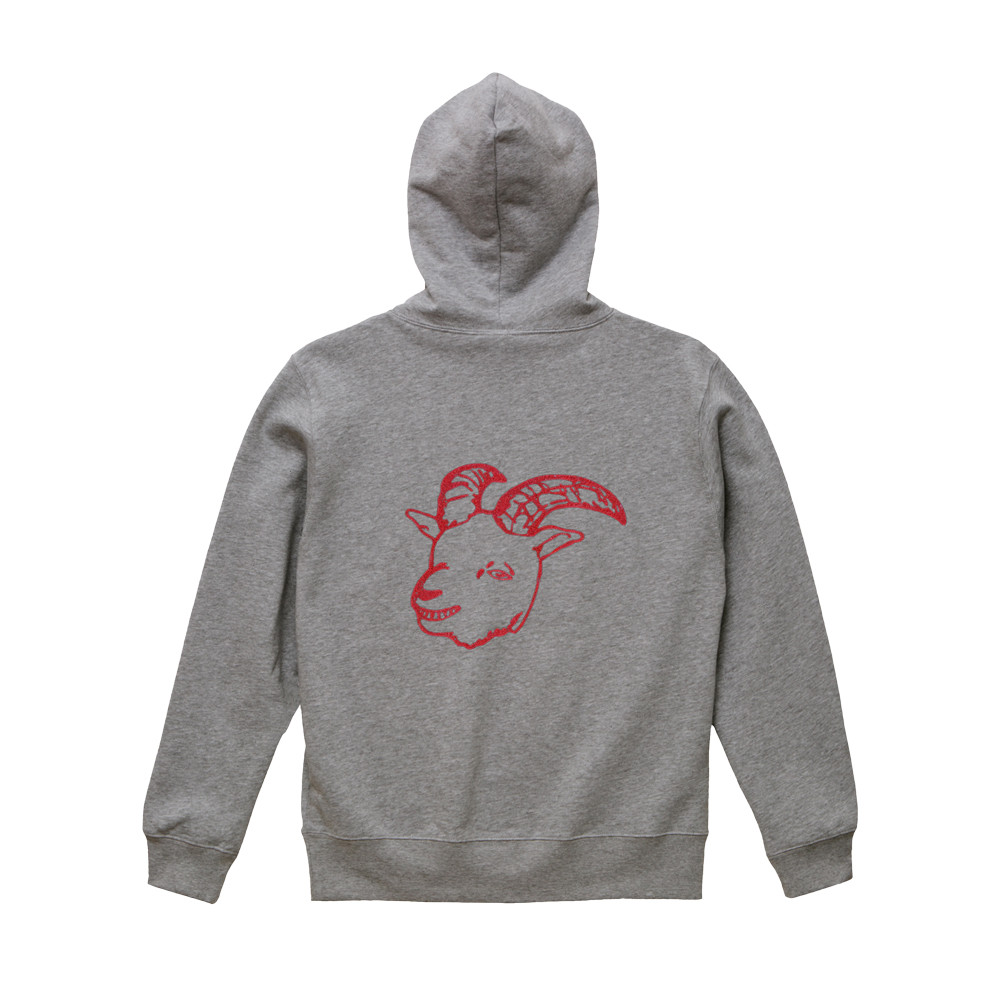 Chevon 刺繍パーカー 受注生産限定】刺繍ジップパーカー / 赤刺繍