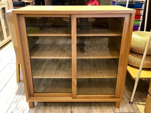 ガラス引き戸キャビネット 廃盤品 無印良品 ウォールナット 木製