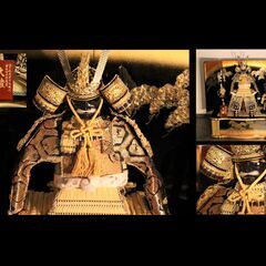 骨董 蔵出し品 銅器 古い香炉 彫金細工 鎧兜 武具甲冑型 灰 箱付