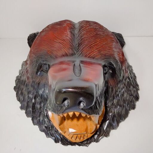 美品】アイヌの熊の木彫り 顔のみ 壁掛け レトロ 当時物 北海道 阿寒湖