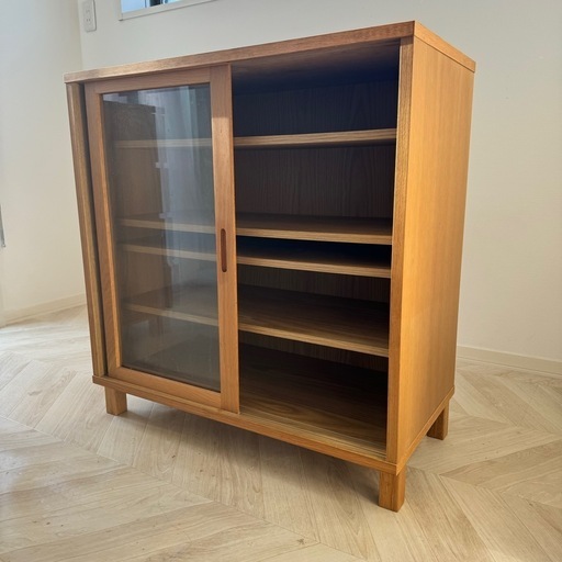 廃盤品 無印良品 オーク材キャビネット ガラス扉 食器棚 無印 木製