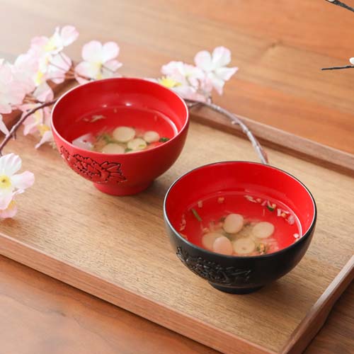 村上木彫堆朱 藤井漆工 お椀 牡丹 伝統工芸品 木製 ボウル | MUKU工房