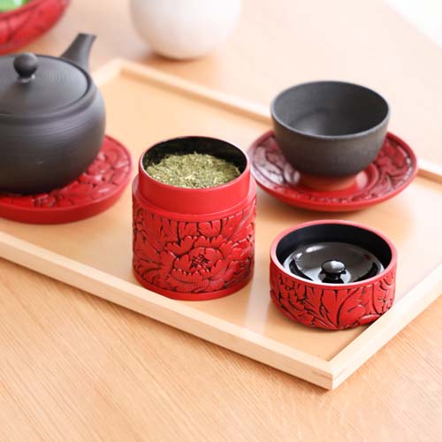 村上木彫堆朱 藤井漆工 茶筒 伝統工芸品 木製 茶筒 | MUKU工房