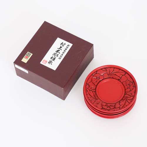 村上木彫堆朱 藤井漆工 茶托 伝統工芸品 木製 コースター | MUKU工房