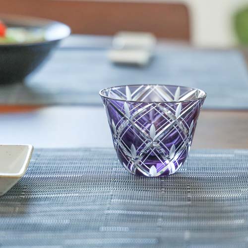 江戸切子 SAIHO 硝子工房彩鳳 M-57 ぐい呑 重矢来 伝統工芸品 ガラス製