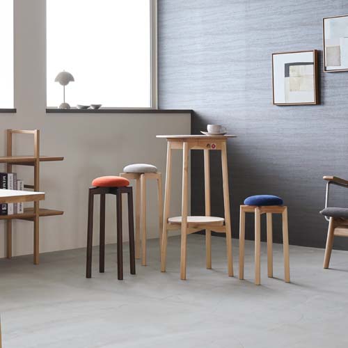 ukichi 今枝ラタン 円形スツール イエロークッション 近代 椅子