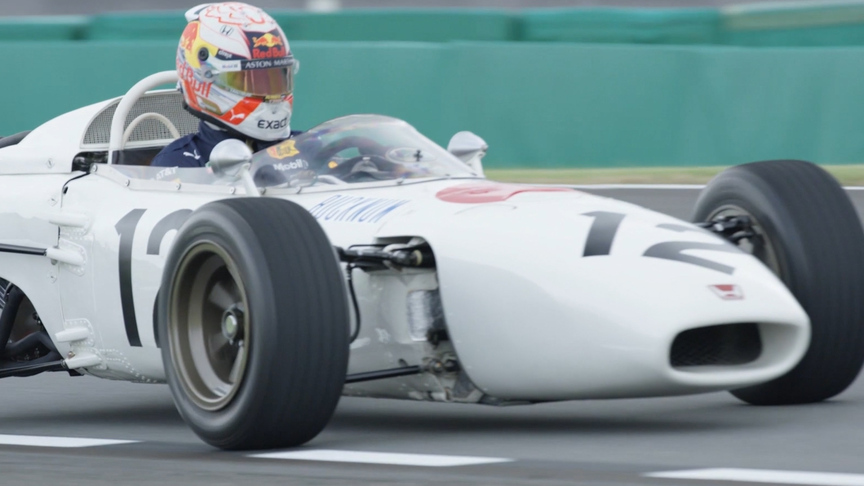 Max Verstappen drives a vintage Honda F1 car in Japan