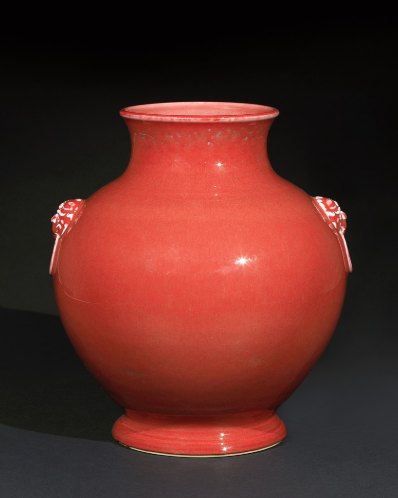 台湾 蔡曉芳 暁芳窯 赤絵龍波文 梅瓶 D 6086E 台湾 蔡曉芳 暁芳窯 赤絵