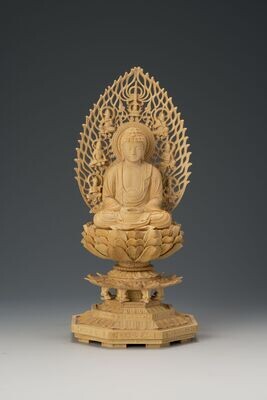 大平楽恵画『釈迦如来』木製額額装 ☆時代物☆