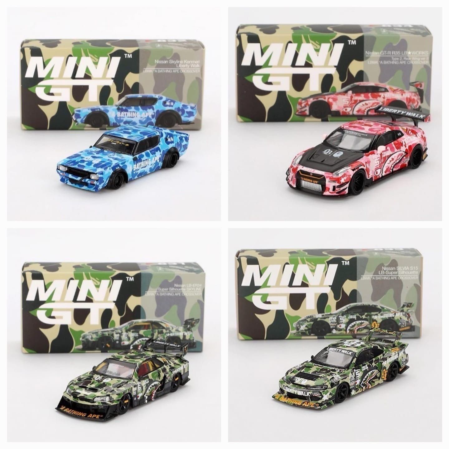 MINIGT BAPE × Liberty Walk NISSAN 4台セット MINIGT BAPE × Liberty