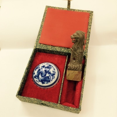 古印 中国 日本 真鍮製 金印様形状 抽象動物 麒麟 獅子 文字