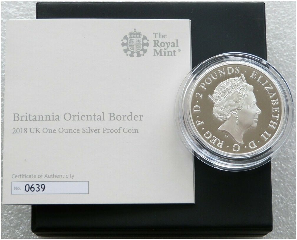 2018 Britannia Oriental Border £2 Silver Proof 1oz Coin Box Coa