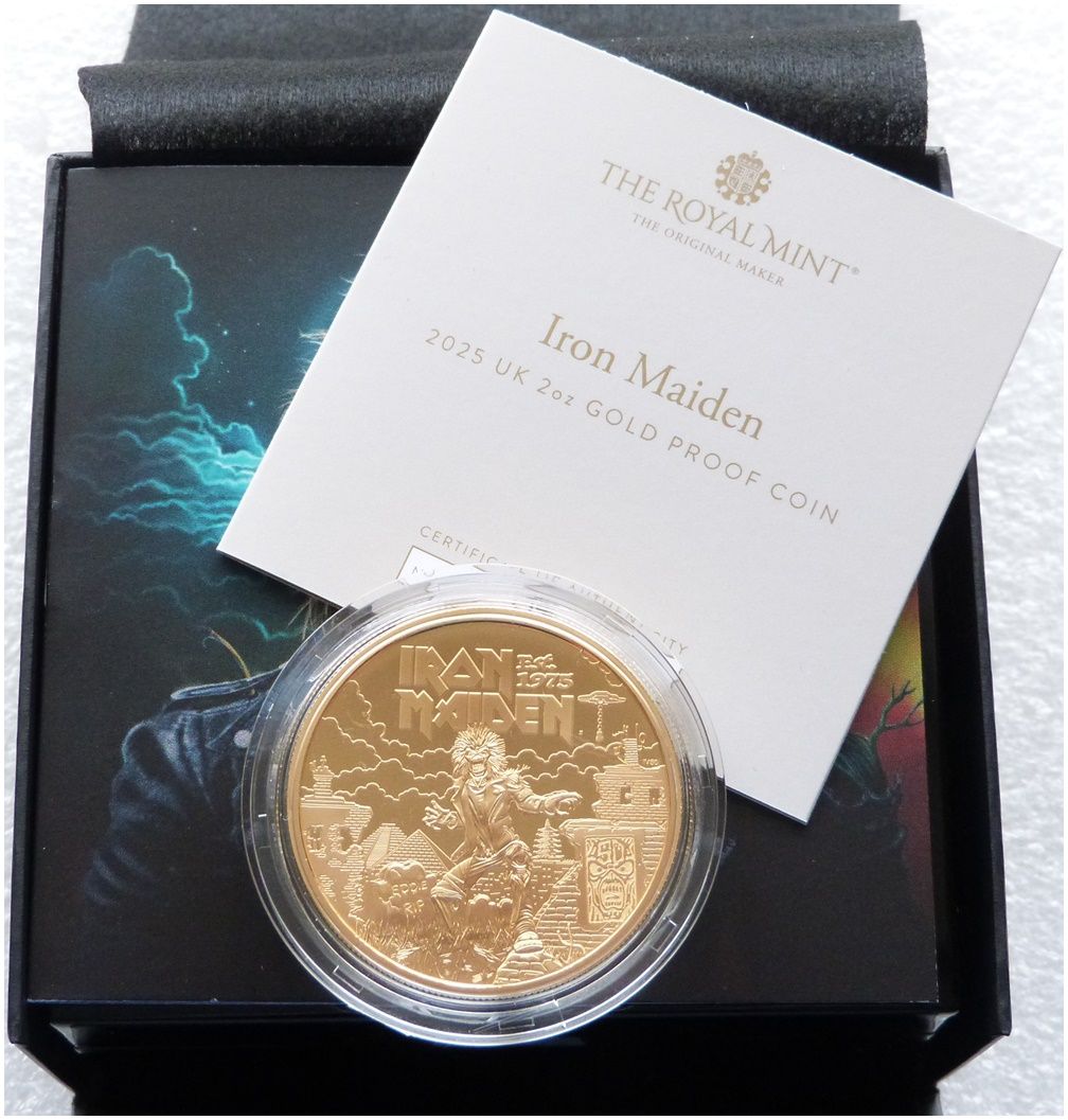 2025 Music Legends Iron Maiden £200 Gold Proof 2oz Coin Box Coa