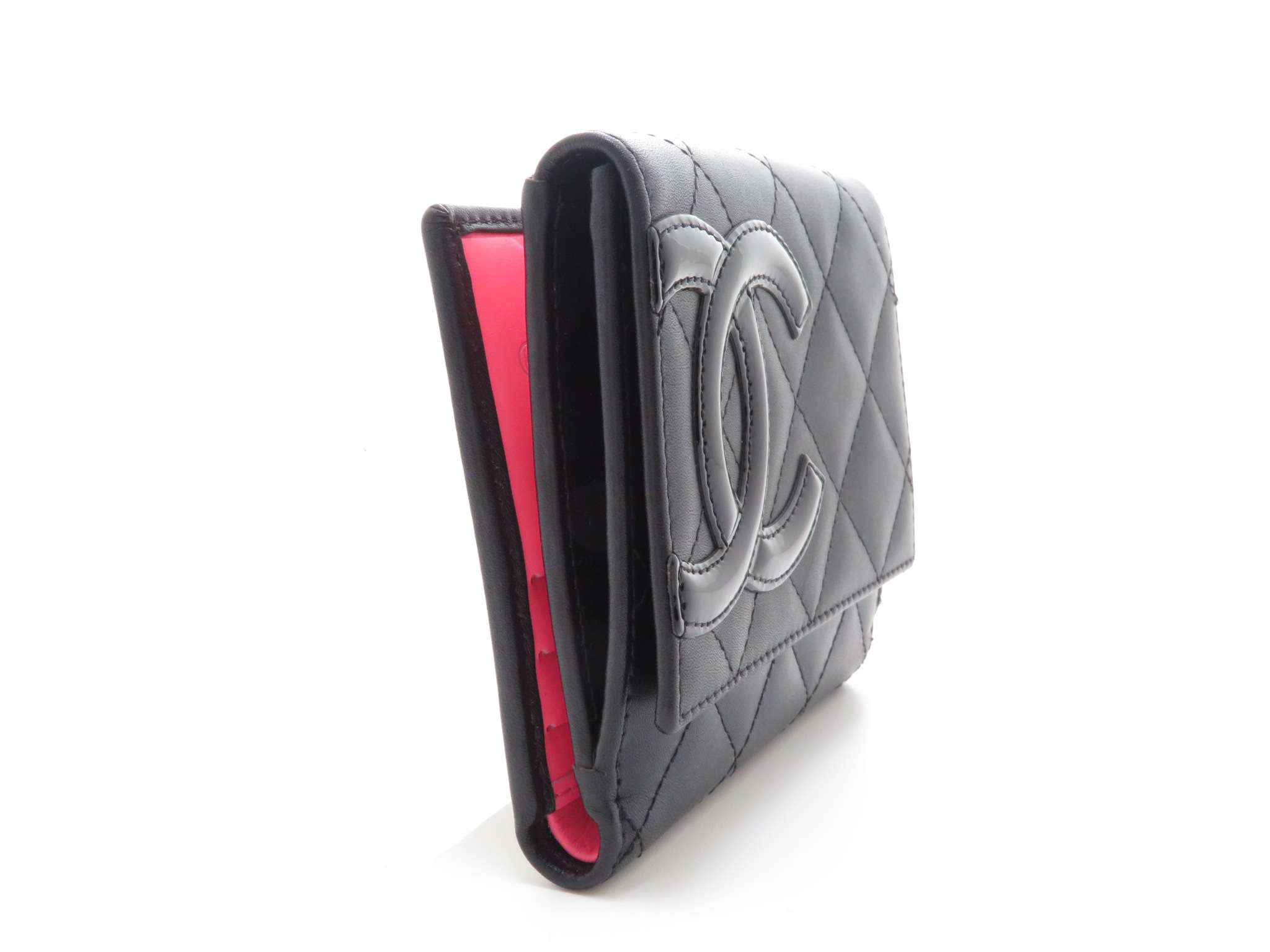 CHANEL シャネル 三つ折り財布 カンボンライン ブラック 2148103287626