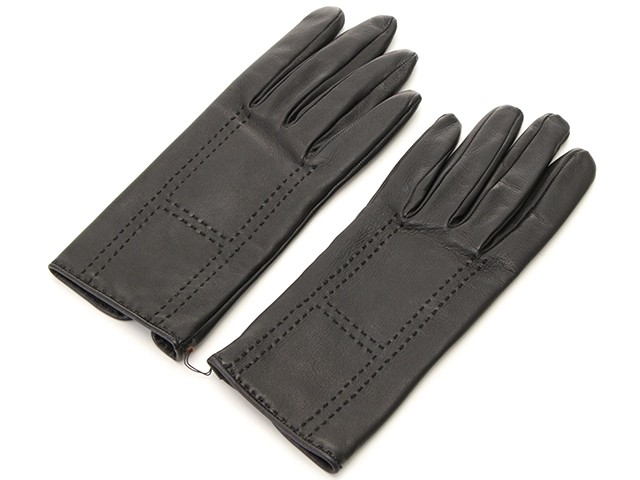 HERMES ラムスキン ブラック手袋 7½