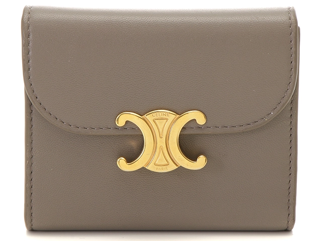 CELINE セリーヌ トリオンフスモールフラップ ウォレット グレー