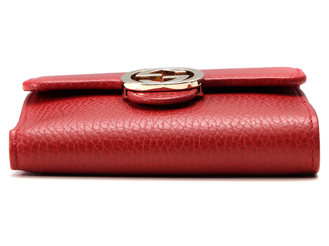 GUCCI グッチ 二つ折り財布 インターロッキングG Wホック レザー