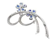 K14WGダイヤモンド 黒真珠 花モチーフ ブローチ