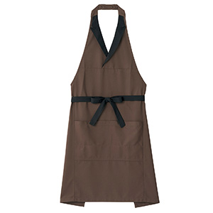 襟付き胸当てエプロン FK7180－16 ブラック| 作業服・作業着