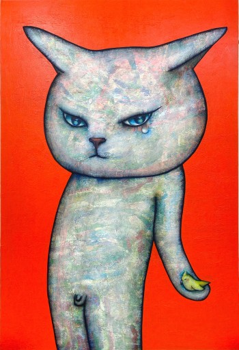 田島享央己 Takaoki TAJIMA 鶴のポーズをする猫 フィギア サイン入田島