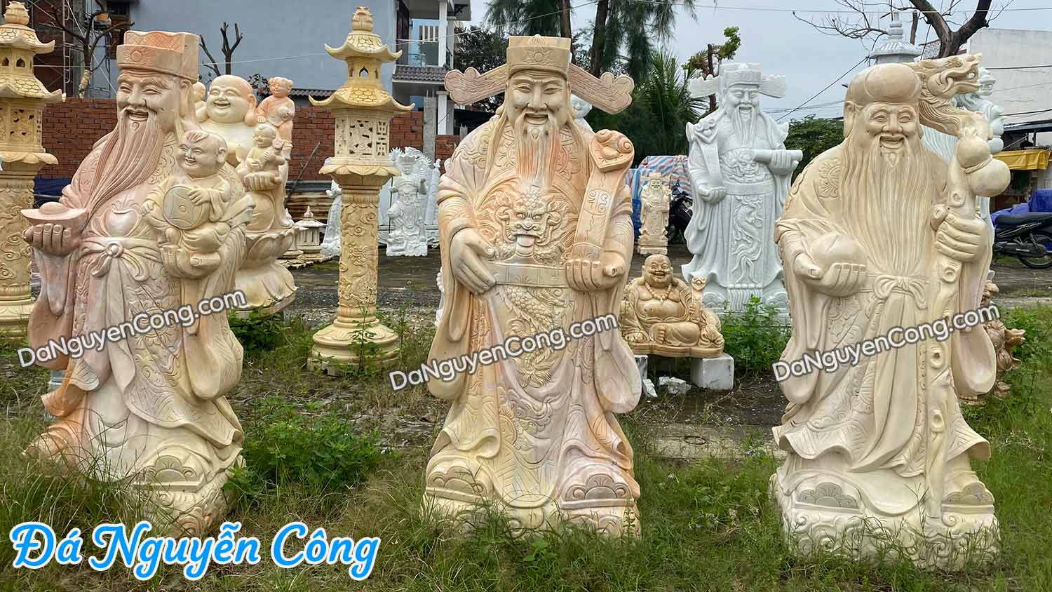 Tượng Phúc Lộc Thọ Bằng Đá cao 180 - Đá Nguyễn Công