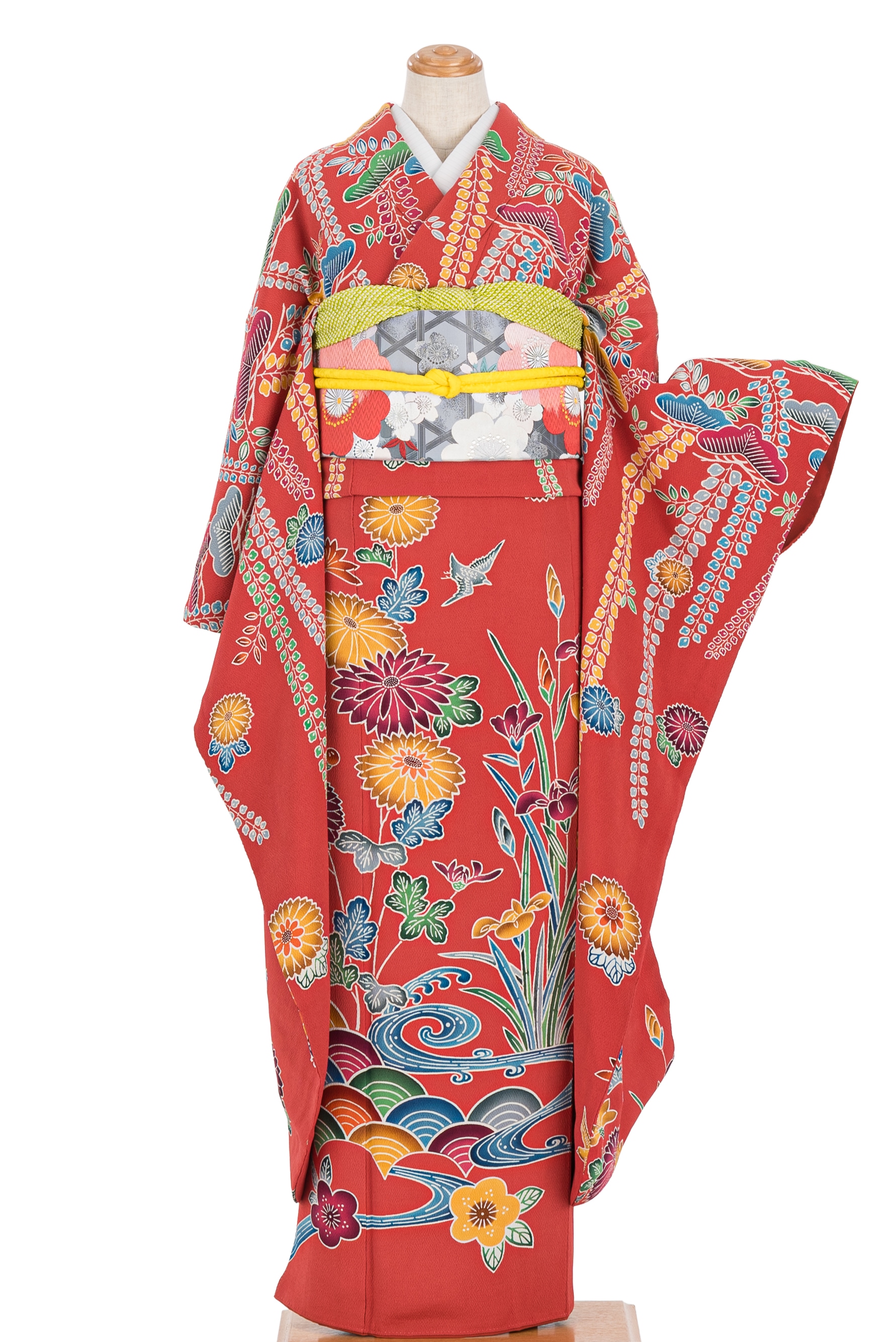 豪華絢爛振袖フルセット(7点)・飛鶴・極上アンティーク・鹿の子絞り