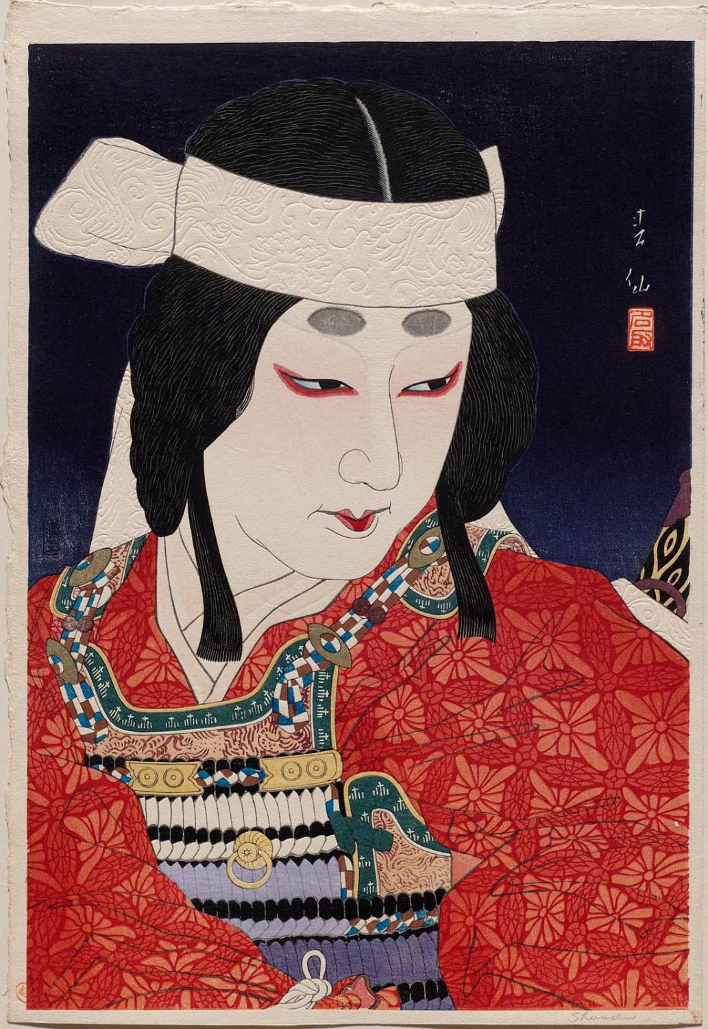 名取春仙 二代目 中村扇雀 曽根崎心中のおはつ 木版画 新版画 役者絵