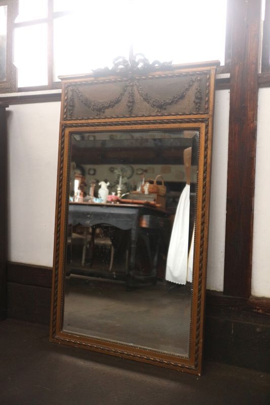 フランスアンティークリボンガーランドミラー 鏡 フランスアンティーク