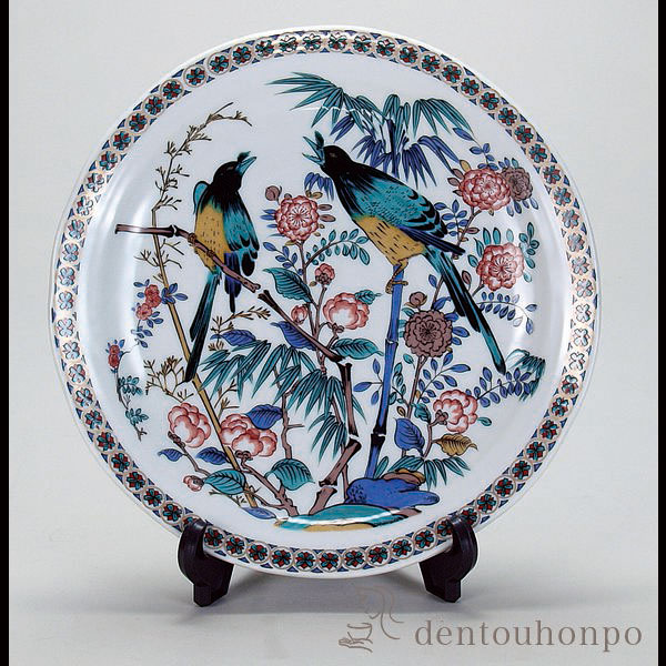 九谷庄三祥文 九谷祥三 飾皿 花鳥人物風景細密絵付大皿 九谷庄三祥文