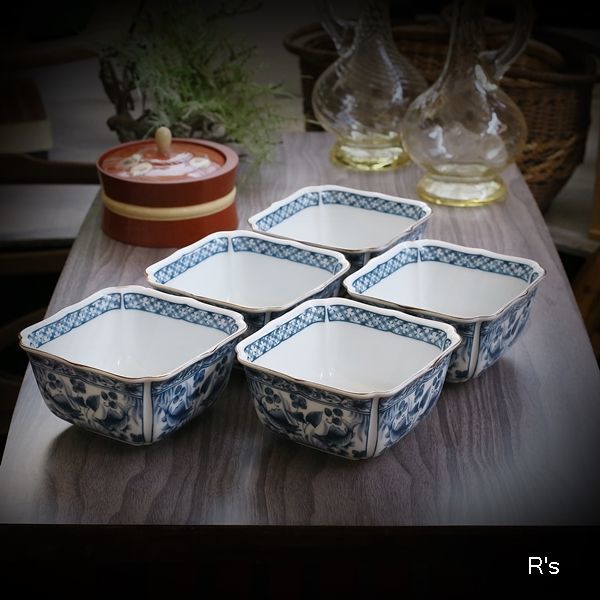 新品☆未使用 安南木賊文 四方小鉢5客セット 【公式通販】