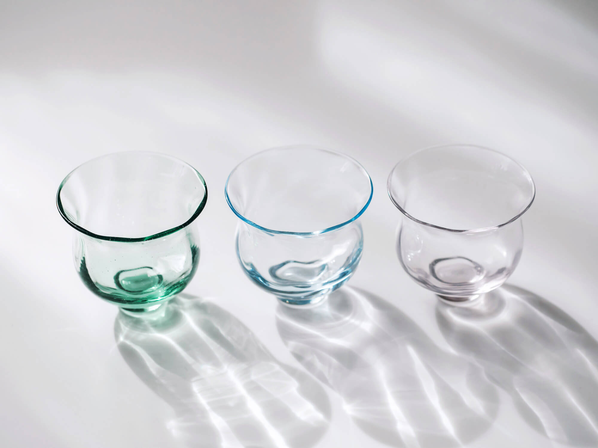 値引き】大正ガラス 盃 お猪口 吹きガラス 気泡ガラス クリアガラス