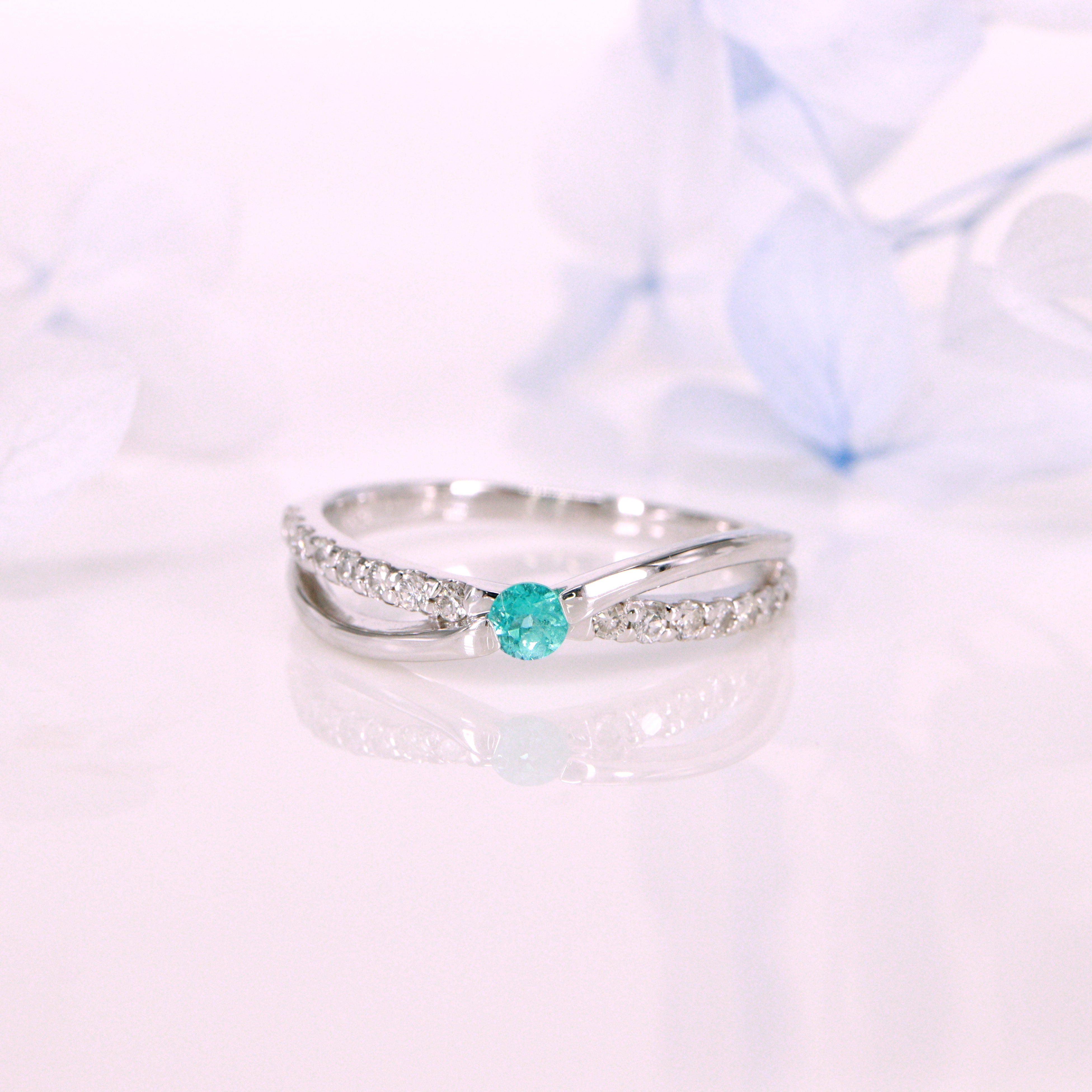 ねこちゃん】S925ラボグロウンパライバトルマリンリング6ct ねこちゃん