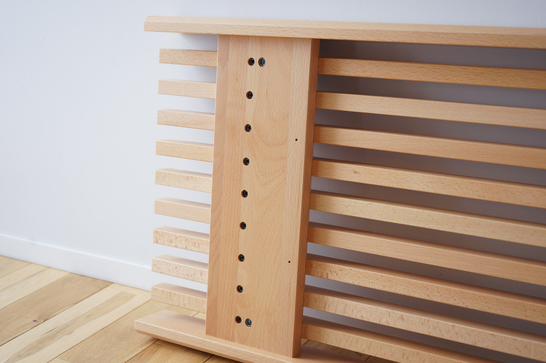 naoさん〙〈二台セット〉無垢材のスラットデザインベンチ収納付