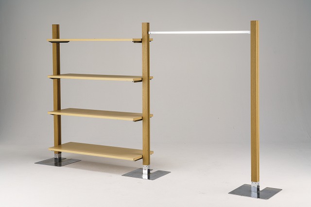 柱（ポール什器） NPポール ホワイト・木目 | ディスプレイビック