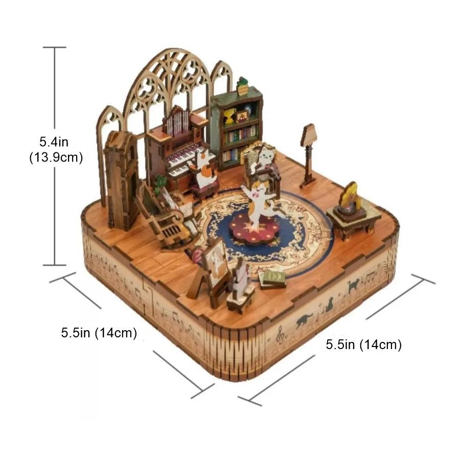 Cat's Party DIY Music Box | 3D Wooden Puzzle | Miniature Crafts